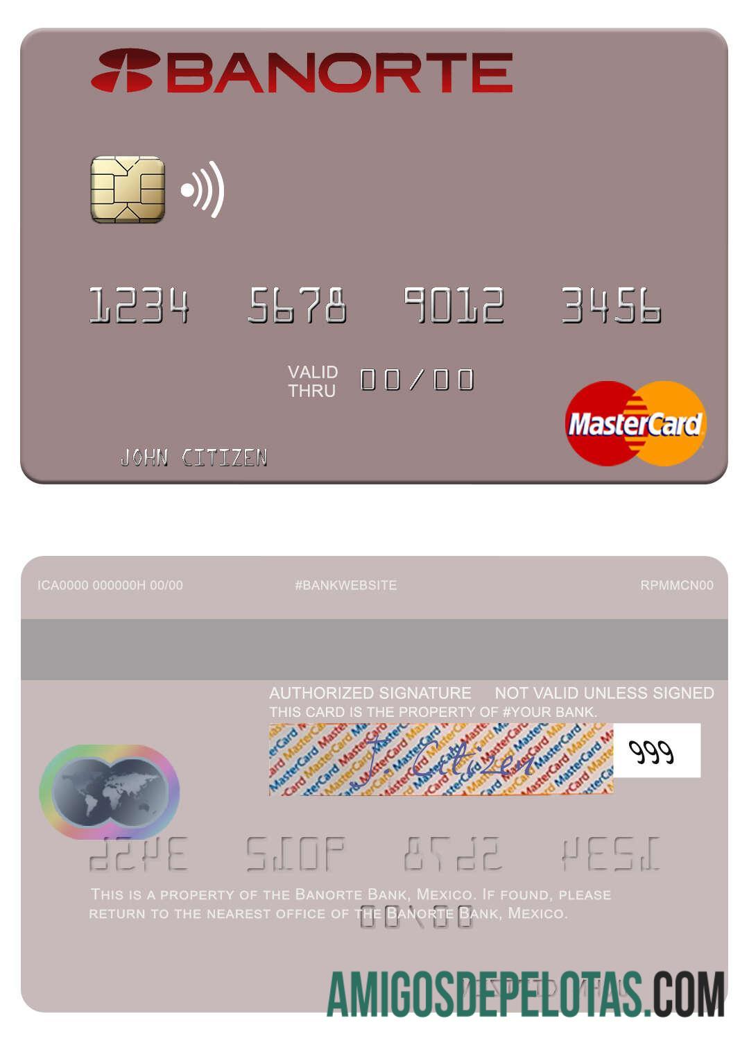 Mexico Banorte Bank Mastercard example